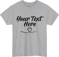 Personalised Text Heart Line T-Shirt Custom Name Tee Gift for Her Unisex Graphic