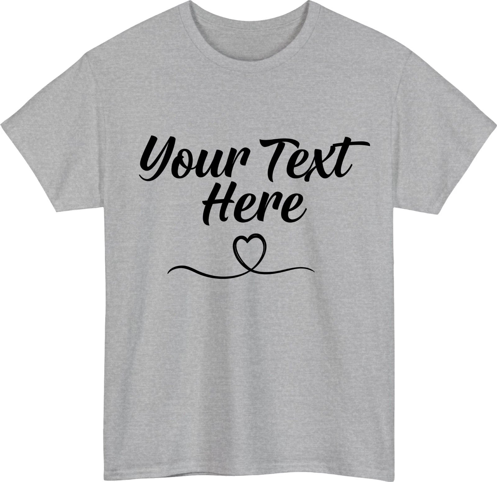 Personalised Text Heart Line T-Shirt Custom Name Tee Gift for Her Unisex Graphic