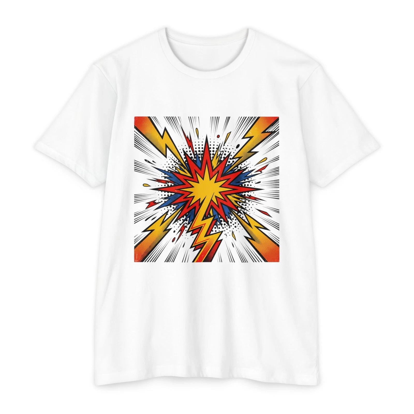 Retro Comic Explosion T-shirt | Pop Art Lightning Burst