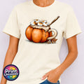 Pumpkin Cocoa T-Shirt Cosy Autumn Graphic Tee Toasty Marshamllow Top Gift Unisex