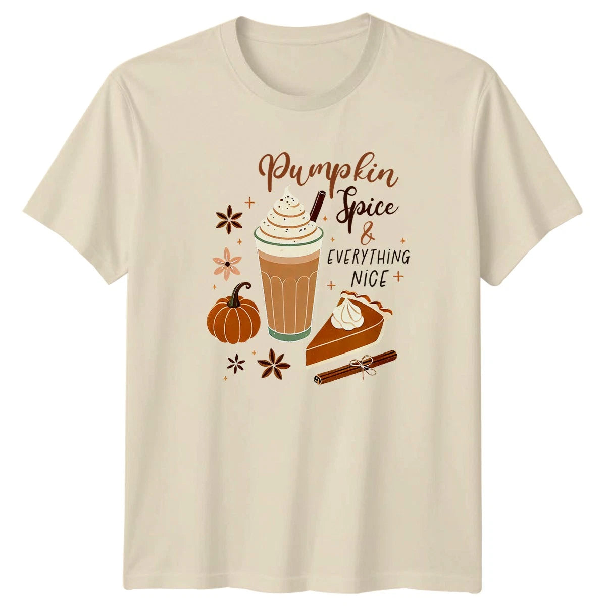 Pumpkin Spice & Everything Nice T-Shirt Autumn Latte Food Drink Thanksgiving
