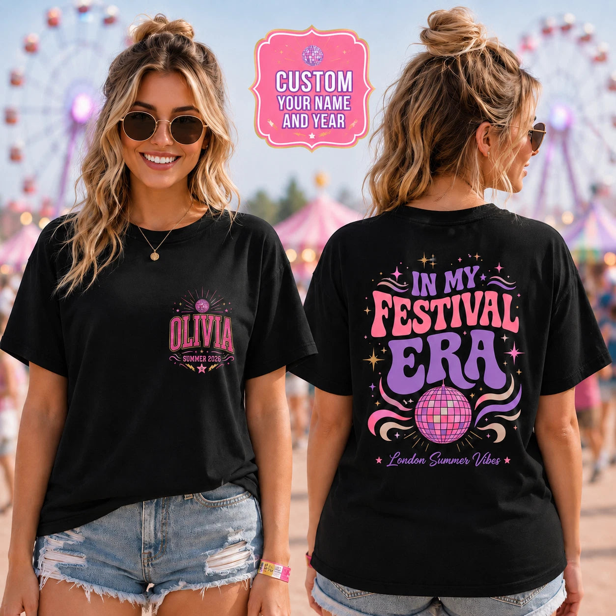 Personalised Festival Disco Ball Women T Shirt
