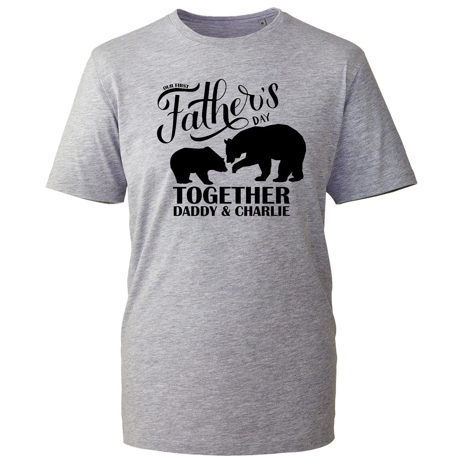 First Fathers Day Together T Shirt Mens Black Custom Name Personalized Bear Top