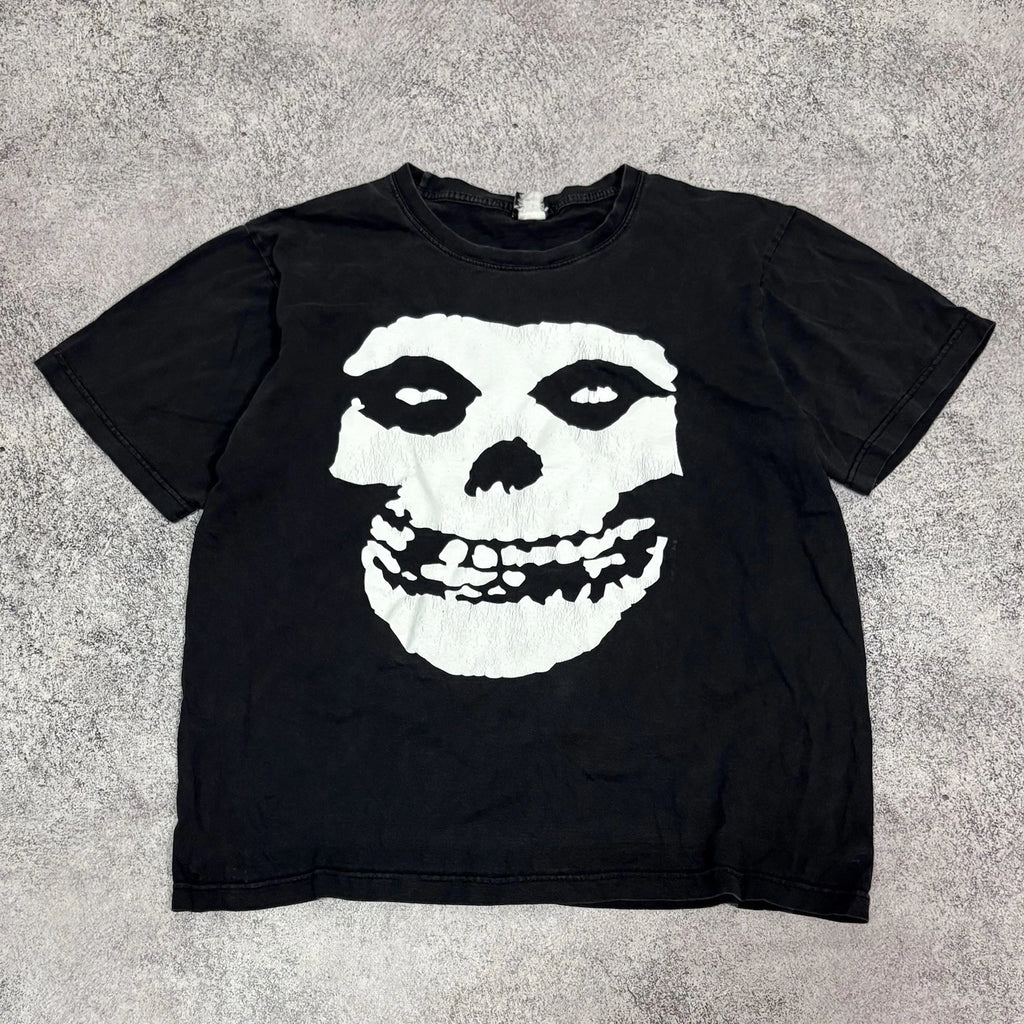 MISFITS VINTAGE 00S SKULL BIG LOGO FADED Y2K PUNK ROCK BAND T-SHIRT MEN’S SZ L