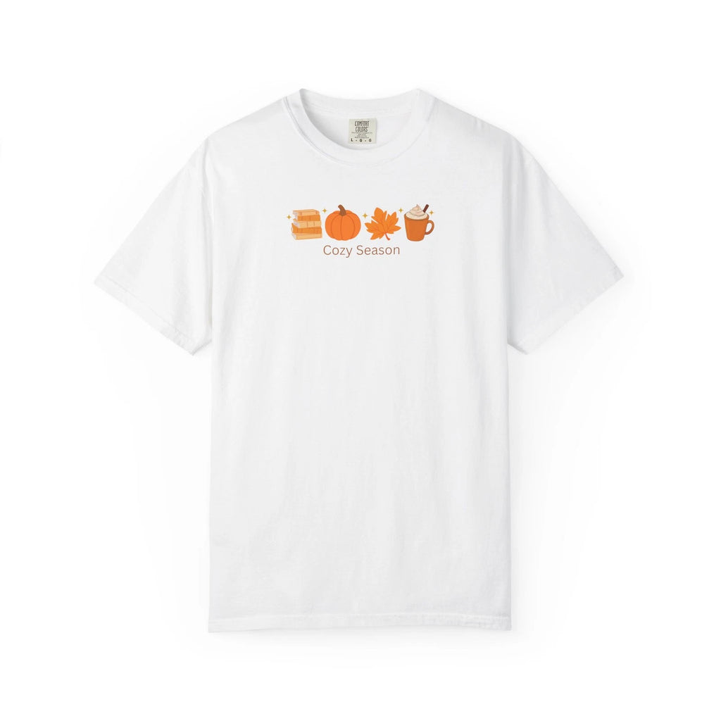 Cozy Season T-Shirt, Books, Leaf And Pumpkin Spice Latte Autumn Essentials Tee