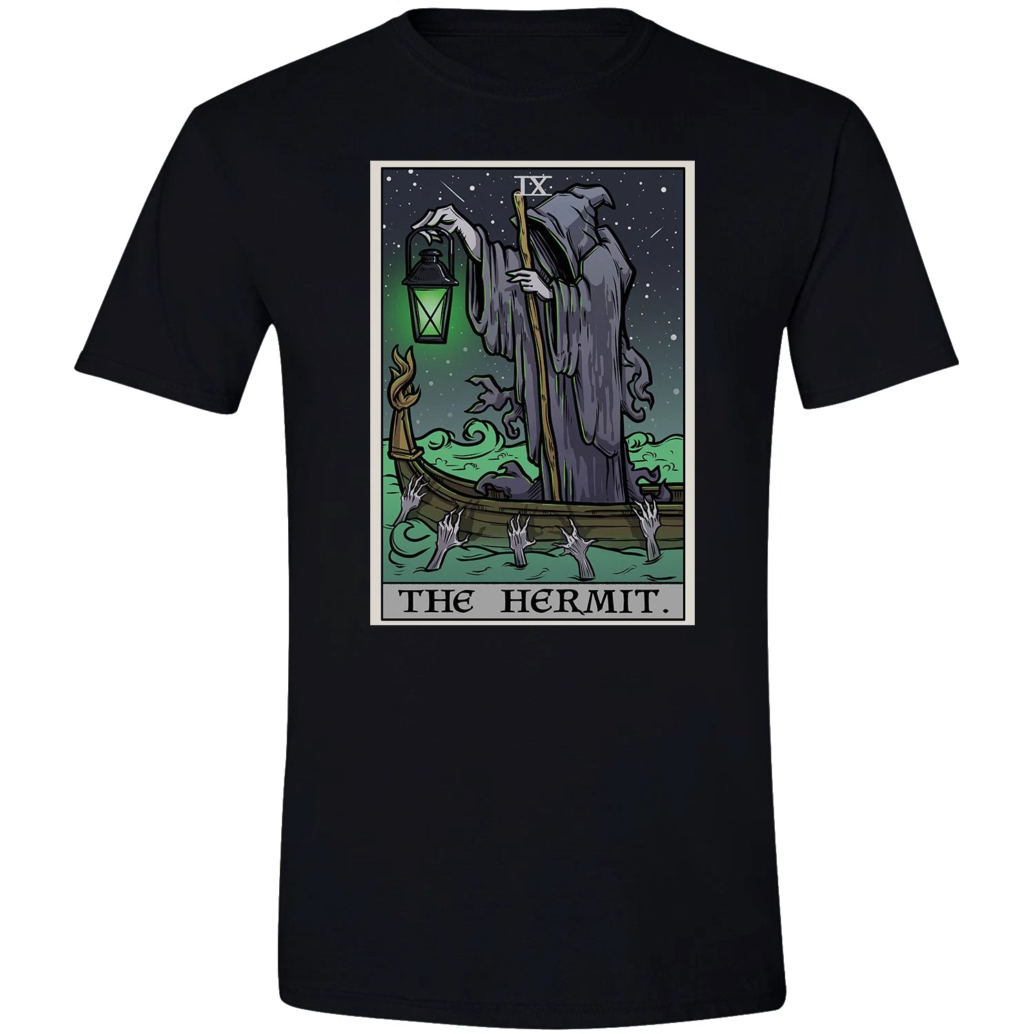 The Hermit Tarot Card Shirt Gothic Halloween Grim Reaper Horror Goth Gothic Tee