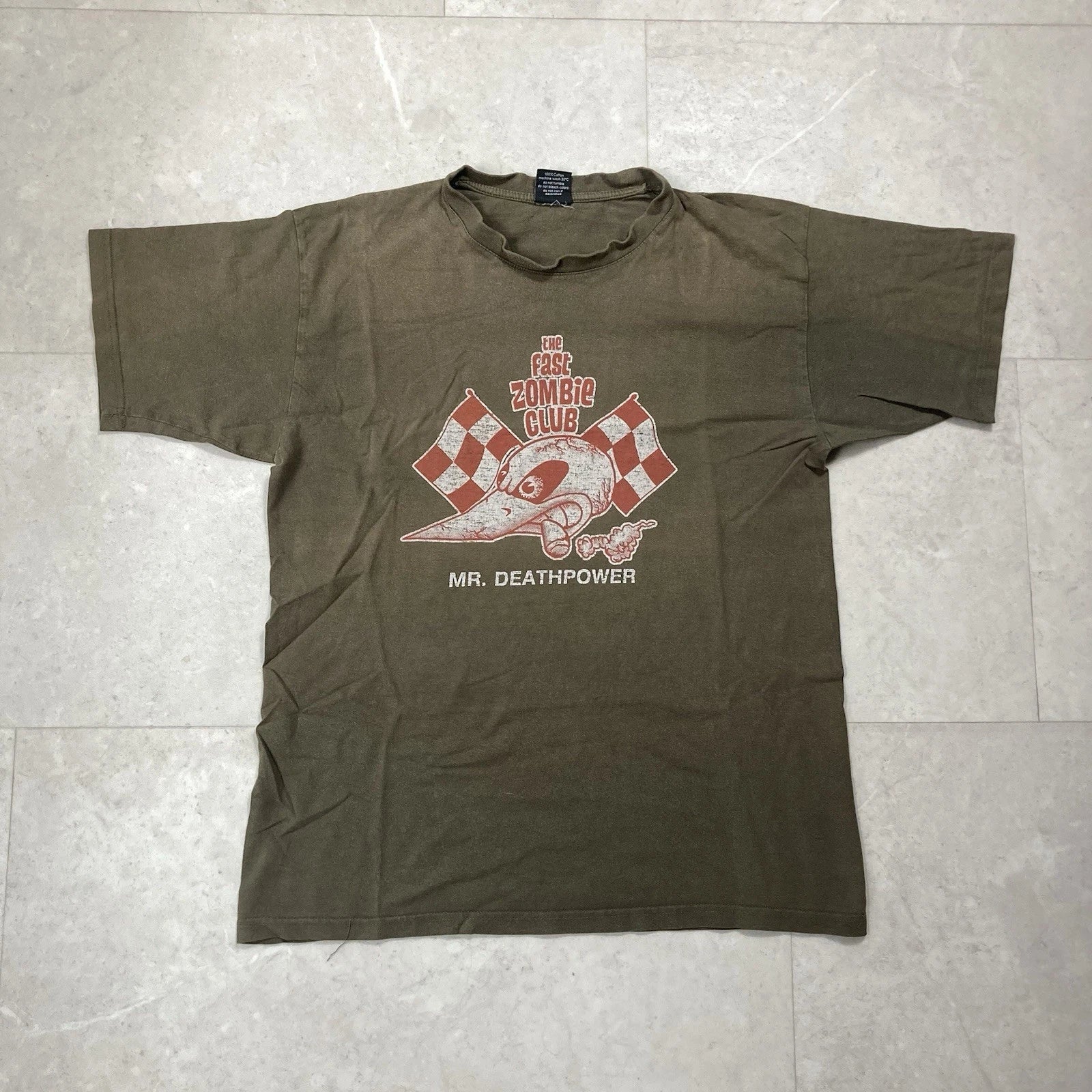vintage speed cowboy mr deathpower the fast zombie club motorcycle tee medium