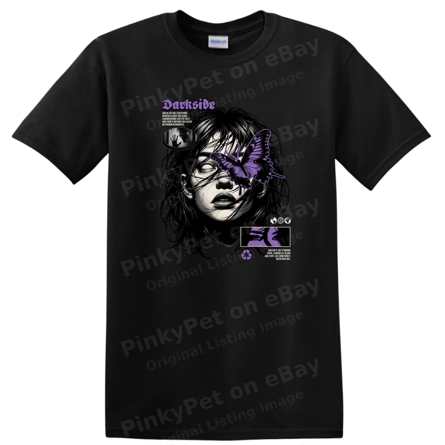 Darkside Butterfly Graphic Art T Shirt for Women Vintage Style Tee