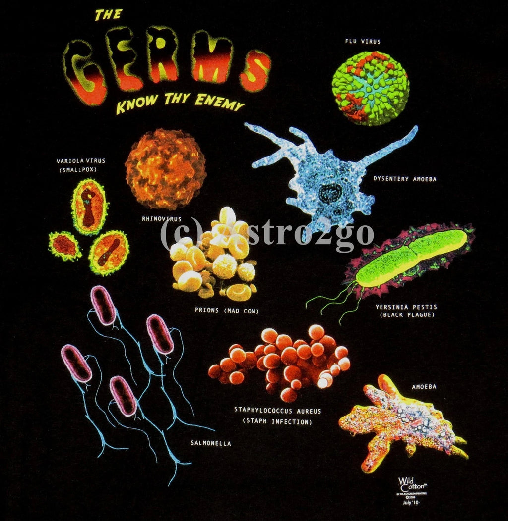 GERMS-2 sided Science Biology Health Medical Teacher T shirt NEW!  Size M-3XL