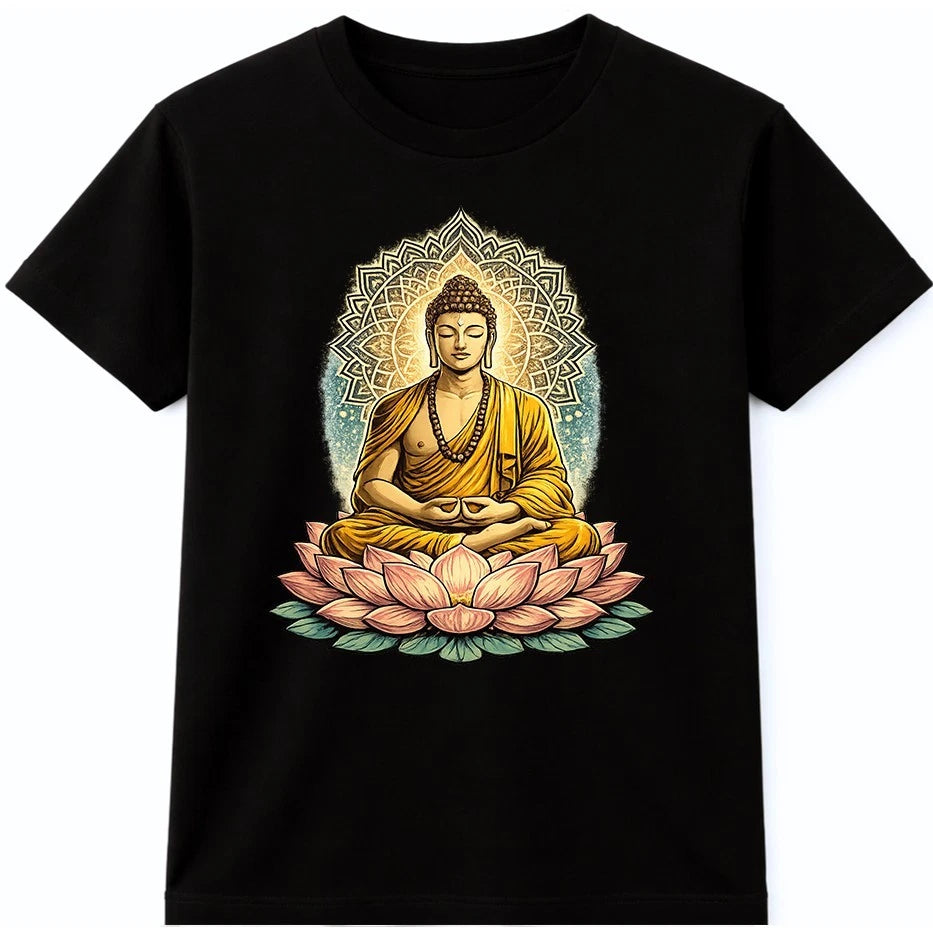 Buddha Meditation Lotus Flower Mandala Zen Yoga Spiritual Chakra Graphic T-Shirt