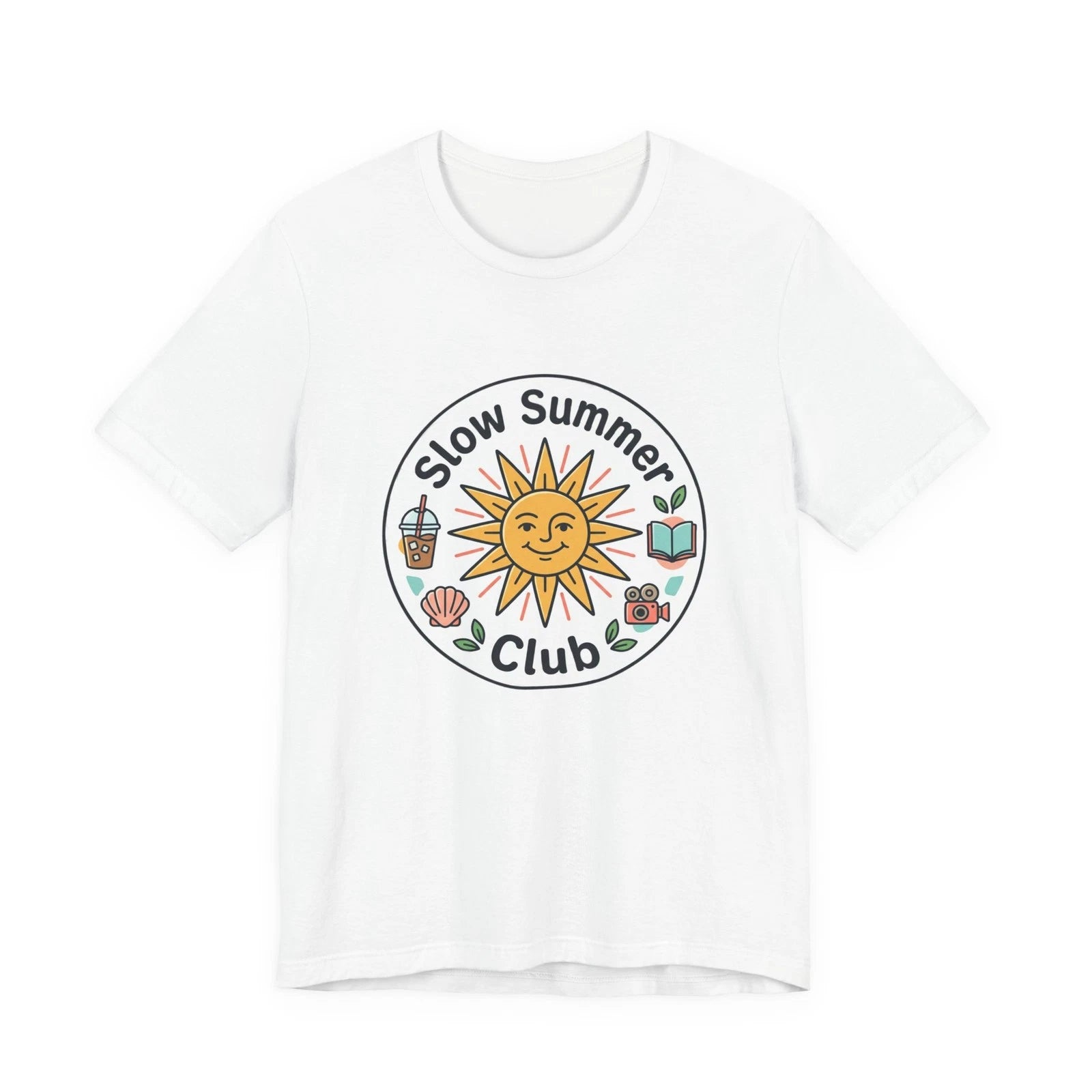 Slow Summer Club Tee | Sun Graphic, Chill Vibes, Beach Icons