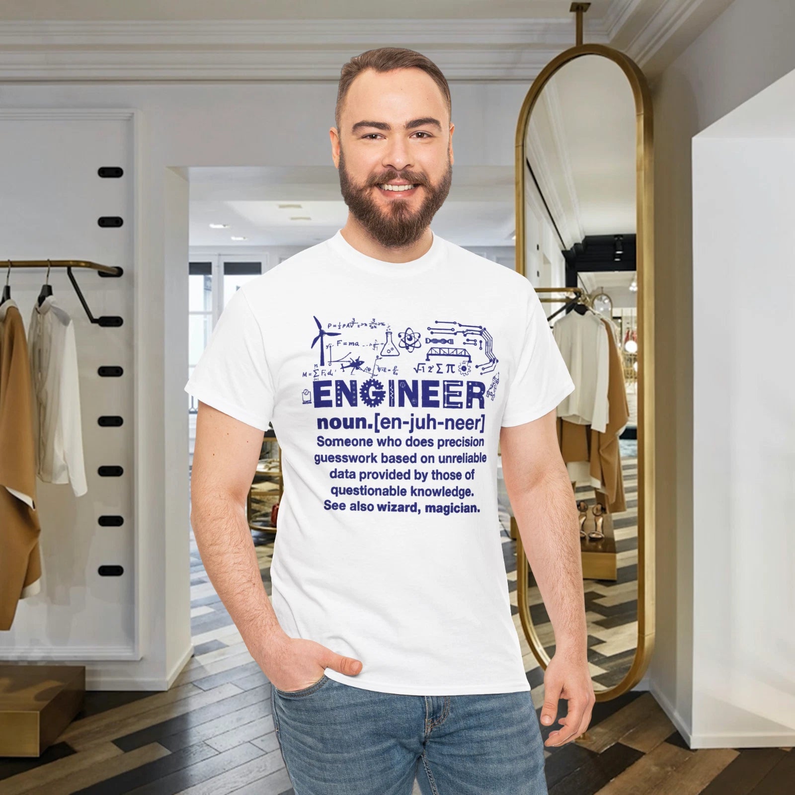 Engineer T Shirt Funny Slogan Joke Cool Saying Sarcastic Wizard Gift Tee