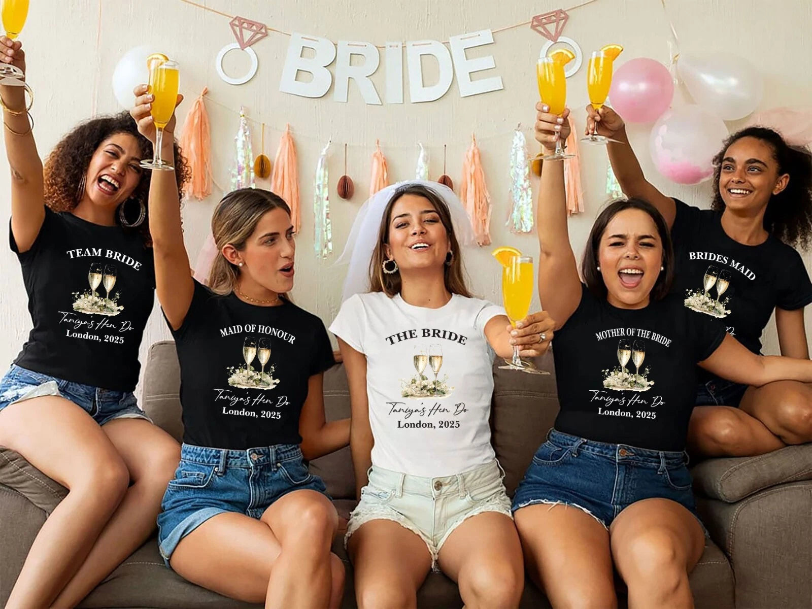 Personalised Hen Party Shirts,Team Bachelorette Party Shirt, Wine Glass Party