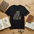 Owl Line Art Minimalist Graphic T-Shirt Cute Animal Tee Men Women Unisex Black