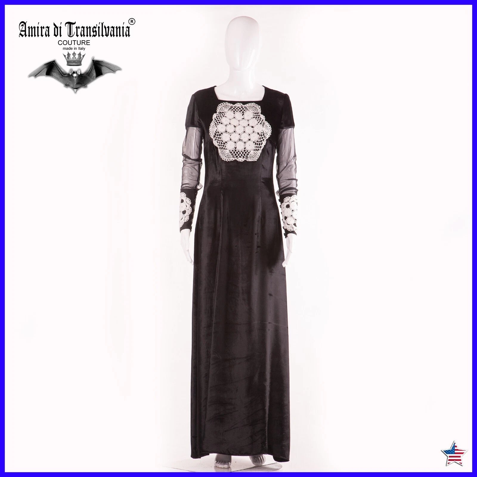 clothing woman dress long luxury brand elegant black velvet collar embroidered s