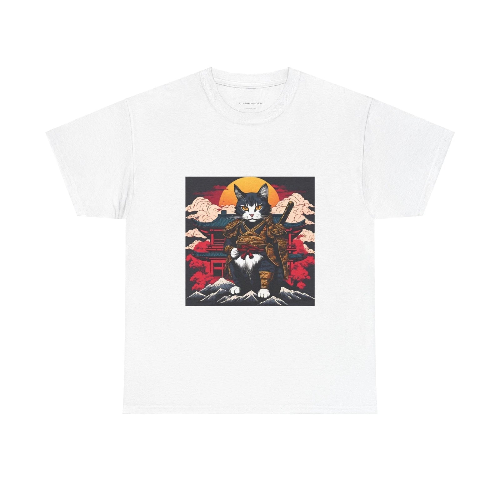 Samurai Ninja Cat Cartoon Anime Japanese T Shirt Kids Men Women Tee Flashlander