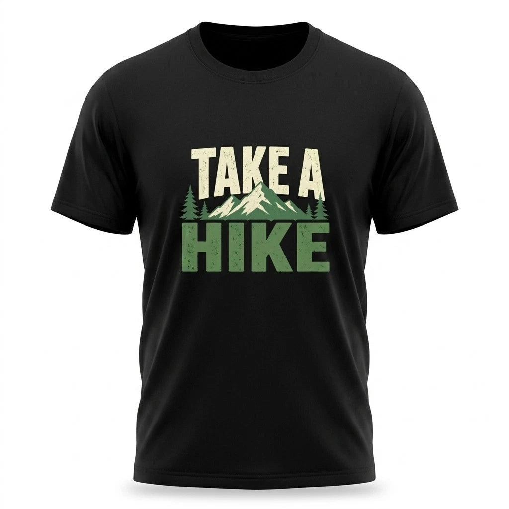 Take A Hike Mountain Pine Tree Outdoor Black T-Shirt Unisex