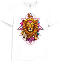 Mystical Lion Crystal Sacred Geometry Feathers Spiritual Fantasy Graphic T-Shirt