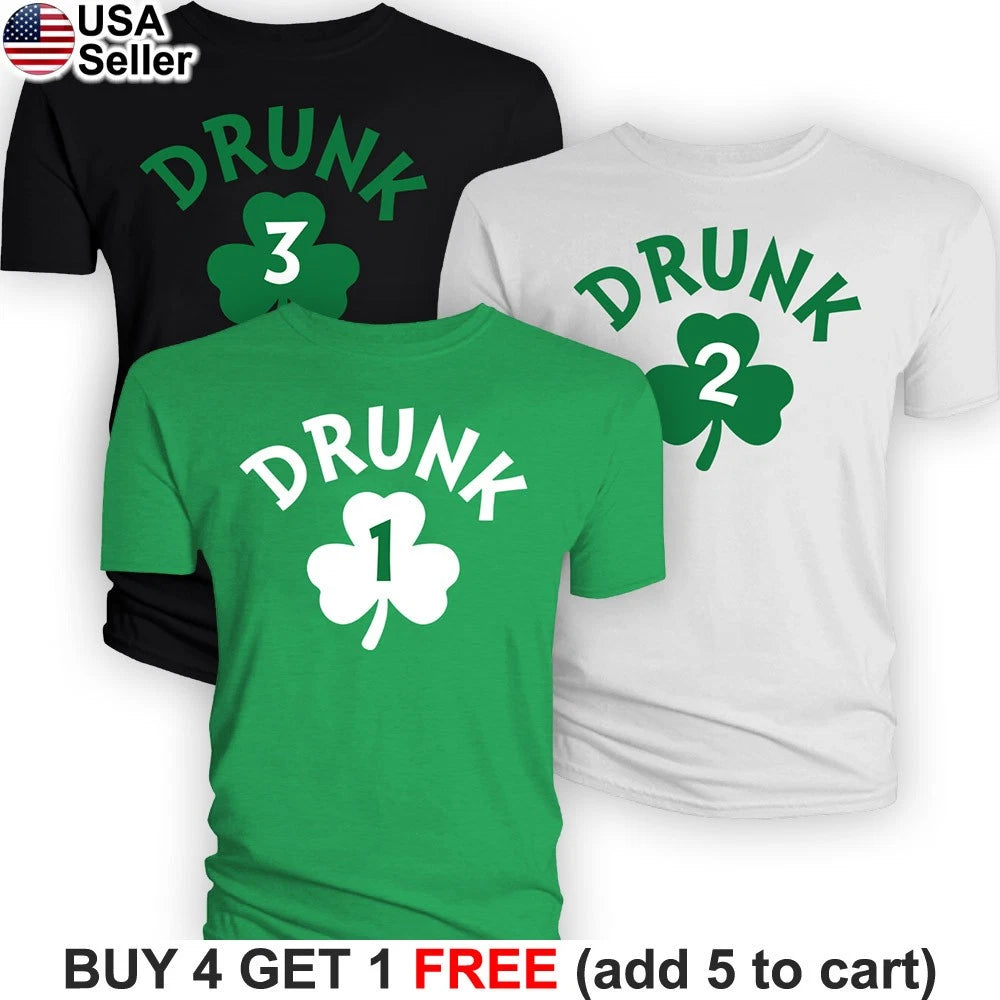Drunk Shamrock T-Shirt Number 1 2 3 4 5 6 7 8 9 St Patricks Day Funny Pub BSP01