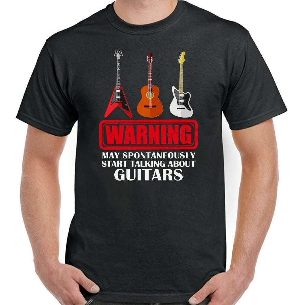 Guitar T-Shirt Acoustic Electric Bass Warning May Start Talking About Mens Funny