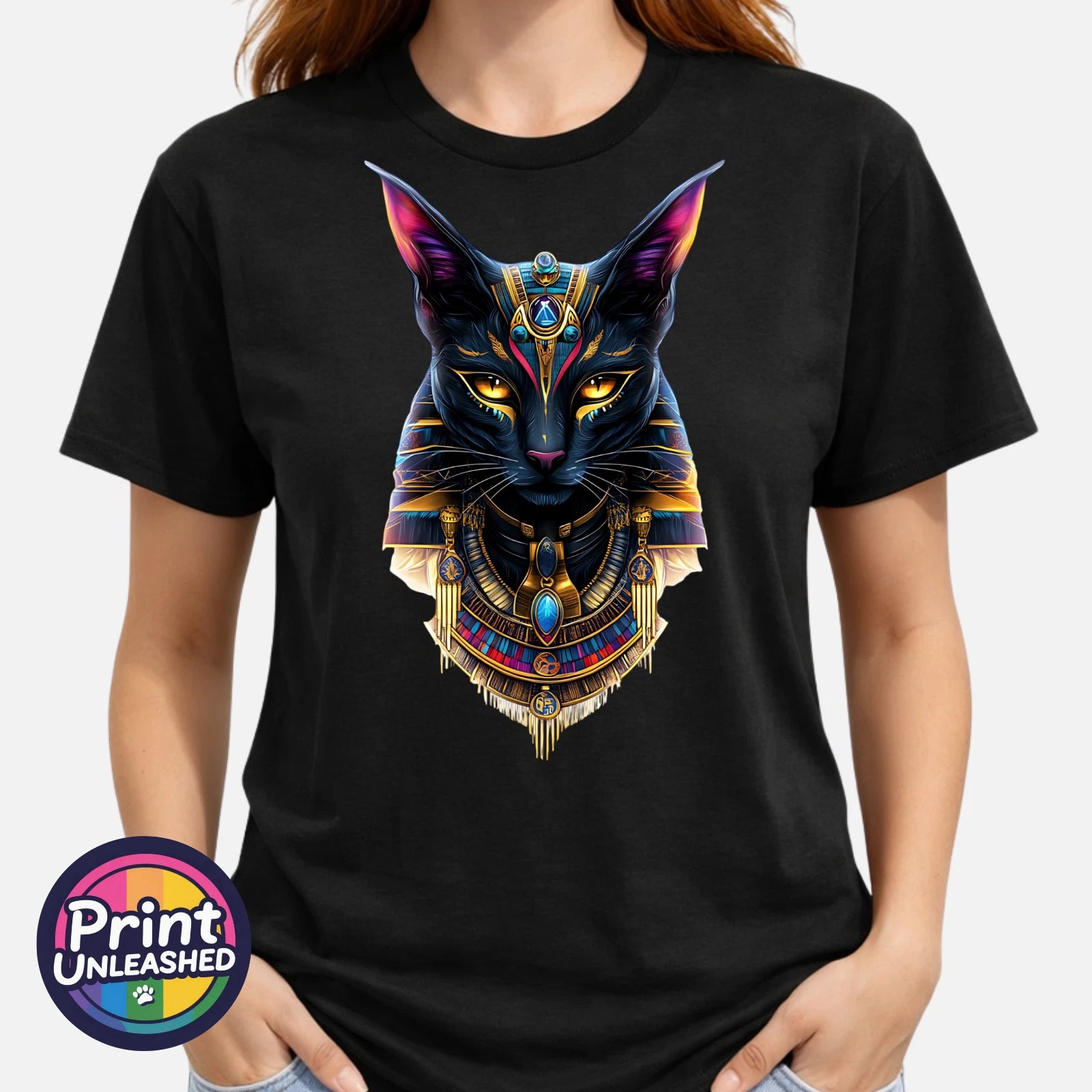 Bastet Cat Goddess T Shirt Egyptian Mythology Graphic Tee Fantasy Art Gift S-2XL
