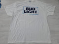 Bud Light T-Shirt Sz 2XL Classic White Blue Crew Neck Tee Short Sleeve Beer Logo