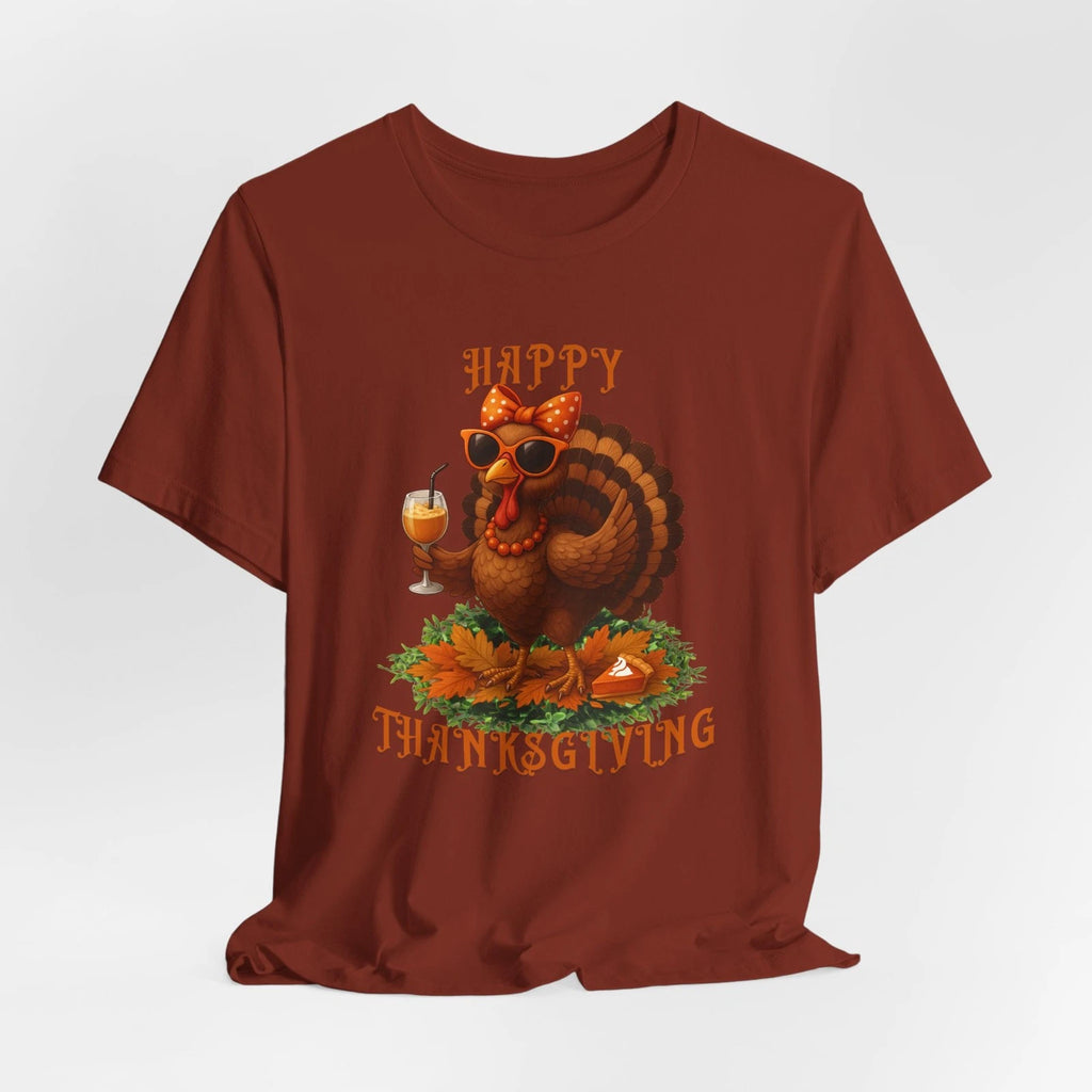 Happy Thanksgiving Cute Turkey Pumpkin Spice Latte Retro Fall Humor T-Shirt
