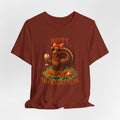 Happy Thanksgiving Cute Turkey Pumpkin Spice Latte Retro Fall Humor T-Shirt