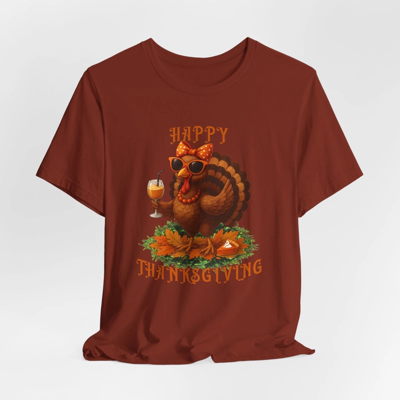 Happy Thanksgiving Cute Turkey Pumpkin Spice Latte Retro Fall Humor T-Shirt