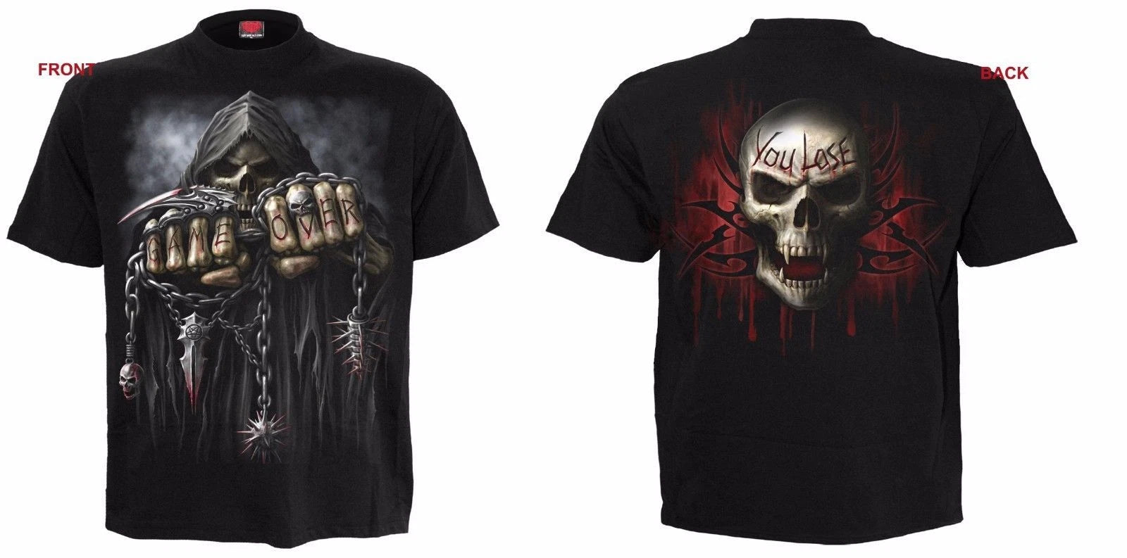 GAME OVER PLUS SIZE BLACK T-Shirt/SKULL/Blood/Game over/Plus size/XXXXL/Big