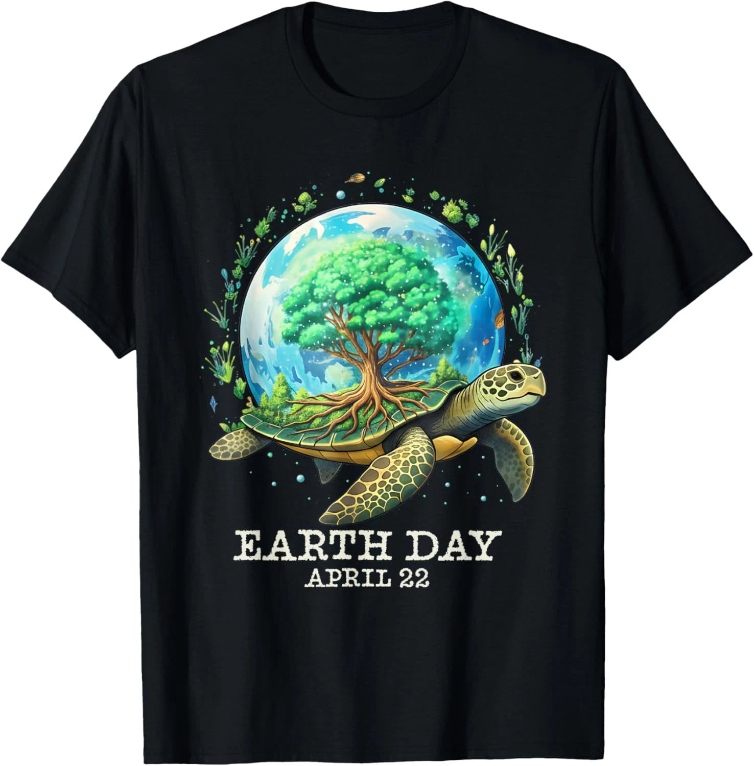 Earth Day 2026 Planet Sea Turtle Earth Lovers Women Men Gift Unisex T-Shirt