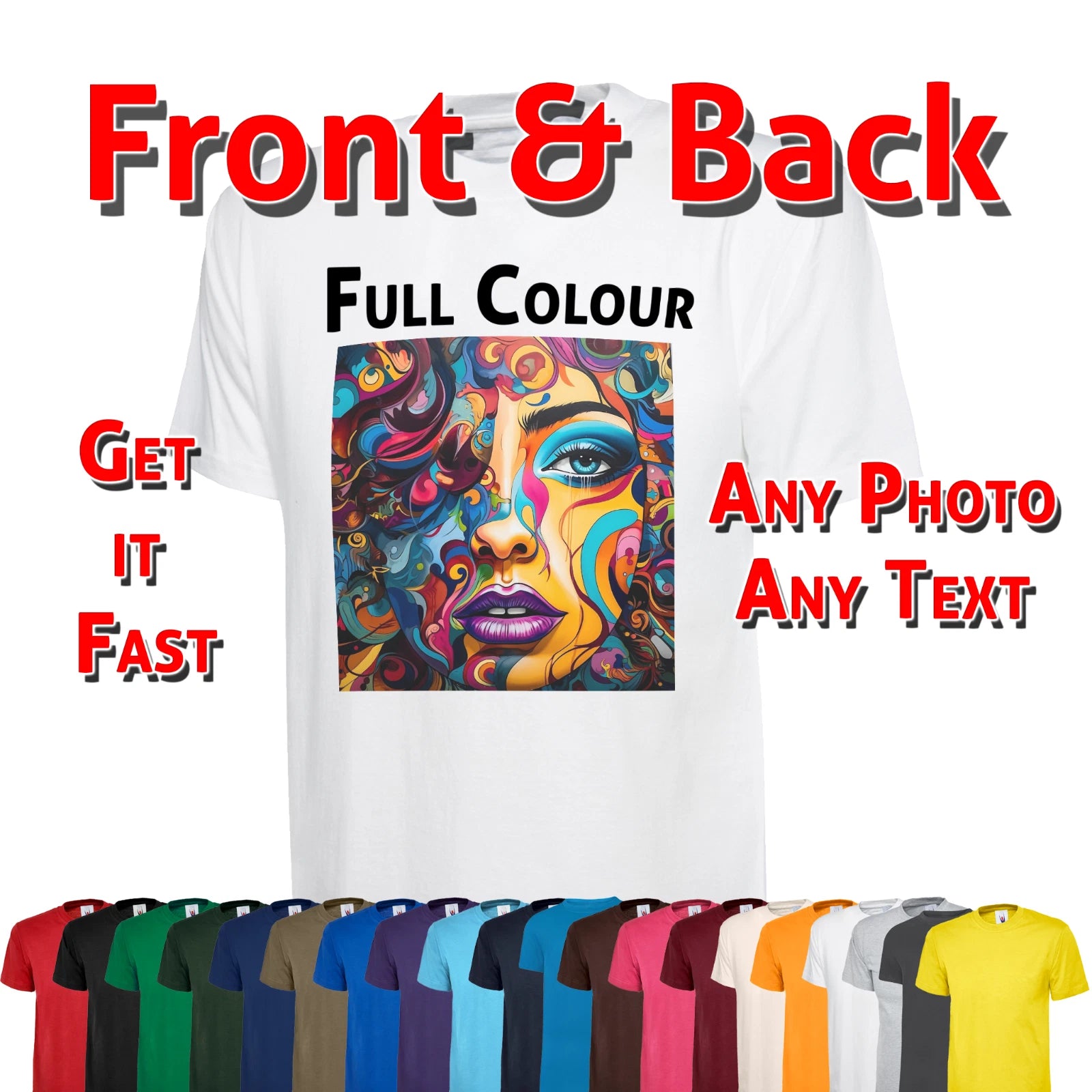 Personalised Black T Shirt Your Image Custom Photo Printed Stag do Hen Party