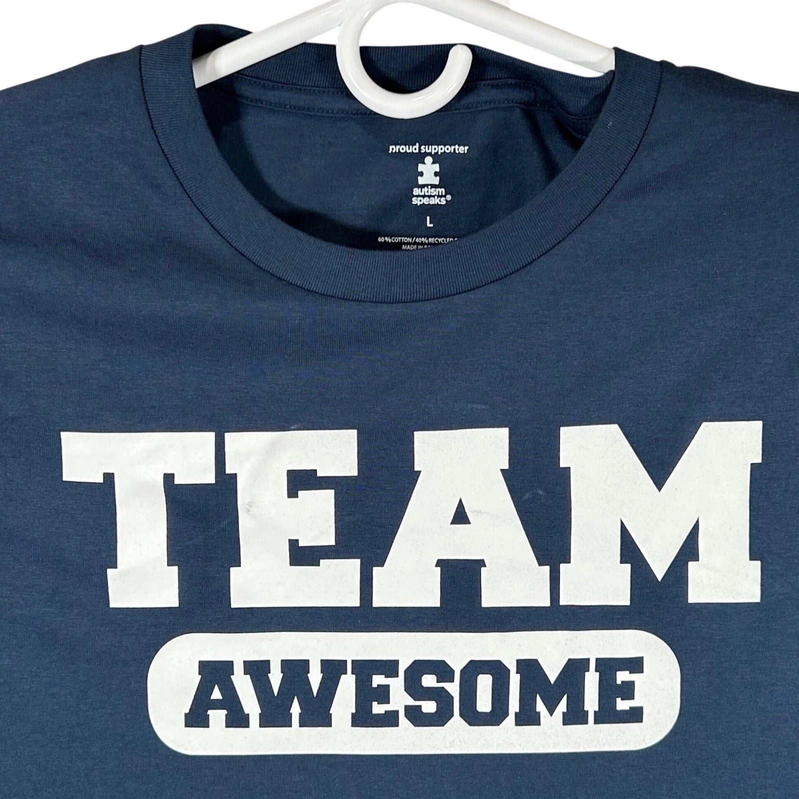 Autism Speaks Team Awesome Navy Blue Graphic T-Shirt Mens Size Large New