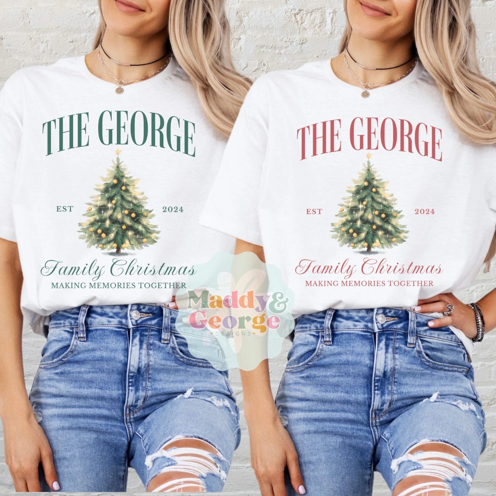 Custom Last Name Matching Family Christmas Shirts, Matching Cousins Xmas 2024