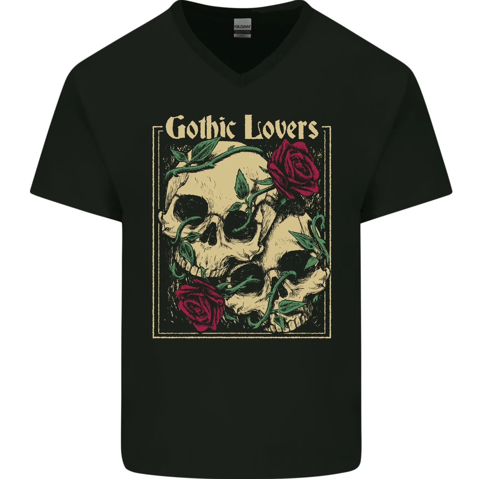 Gothic Lovers Tarot Cards Fortune Teller Mens V-Neck Cotton T-Shirt