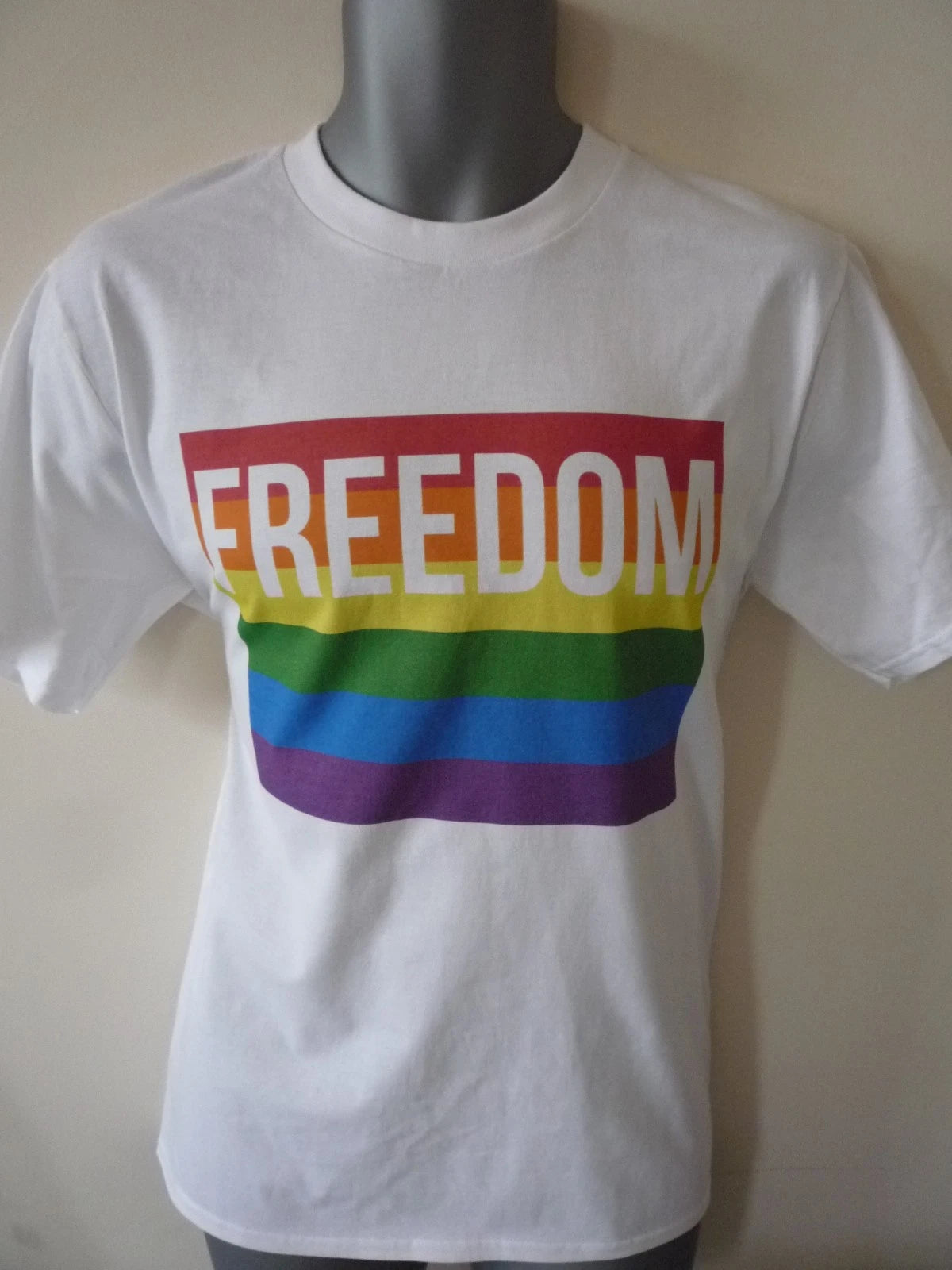 FREEDOM LGBTQ INSPIRED T-SHIRT GAY PRIDE RAINBOW MARDI GRAS