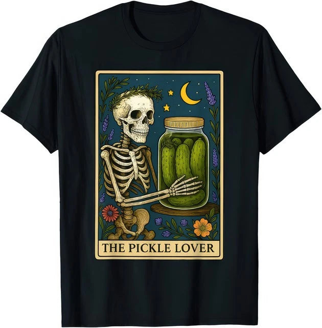 The Pickle Lover Tarot Card Skeleton Graphic T-Shirt