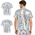Men Tee Short Sleeve Dance Top Jazz T-shirt Party Allover Stage Sequins Disco