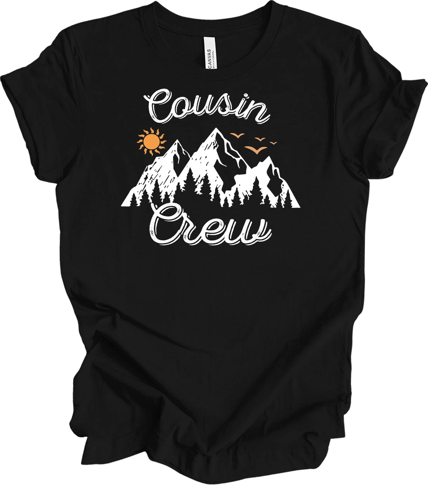 Cousin Crew Matching Family Shirt Summer Beach Vacation Sun Birds Graphic Tee