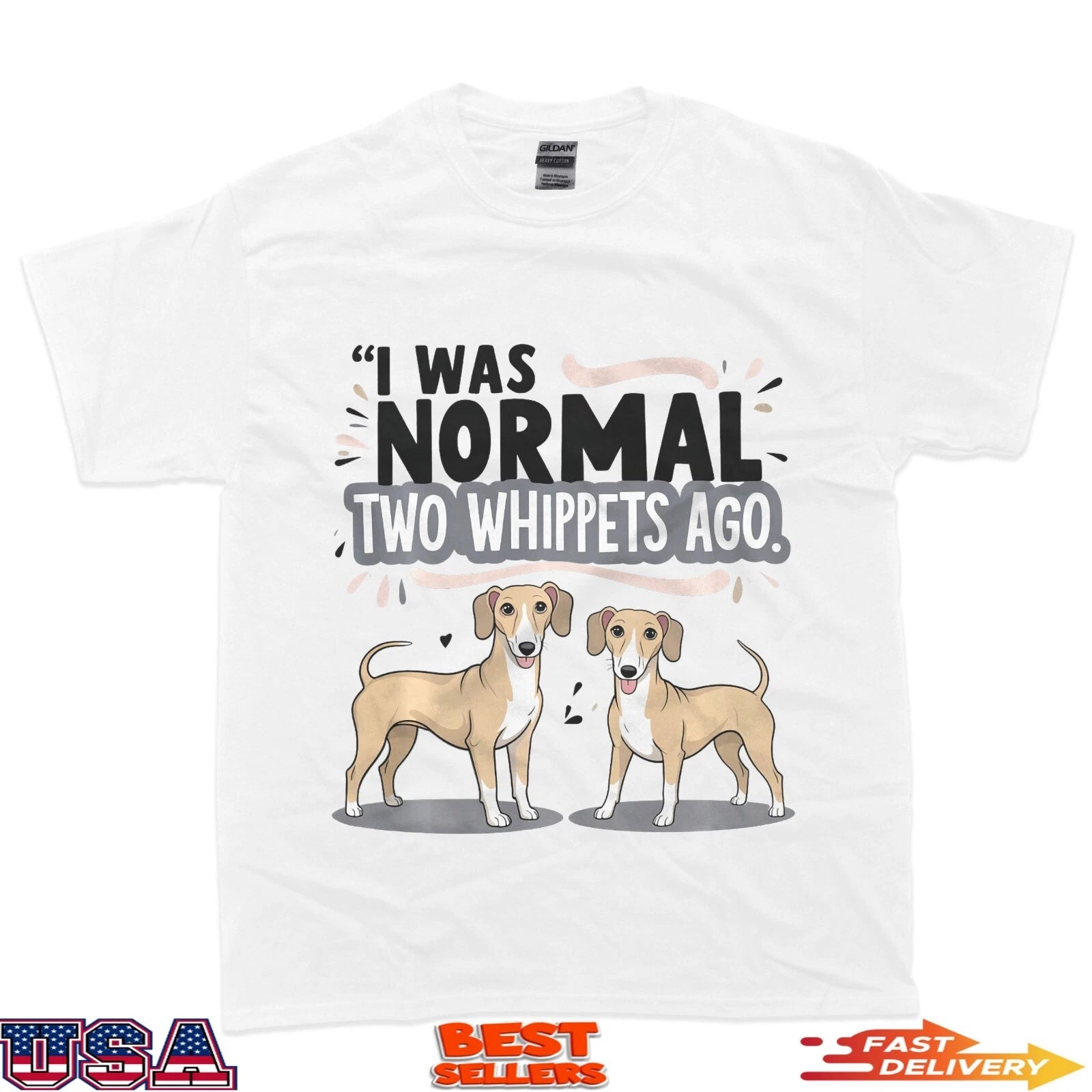 Funny sarcastic I Was Normal Two Whippets Ago Dog lover T-Shirt