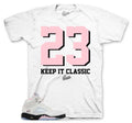 WHITE Shirt To Match Retro 5 Soft Pink AJ5 - Keept It Classic Sneaker Tees