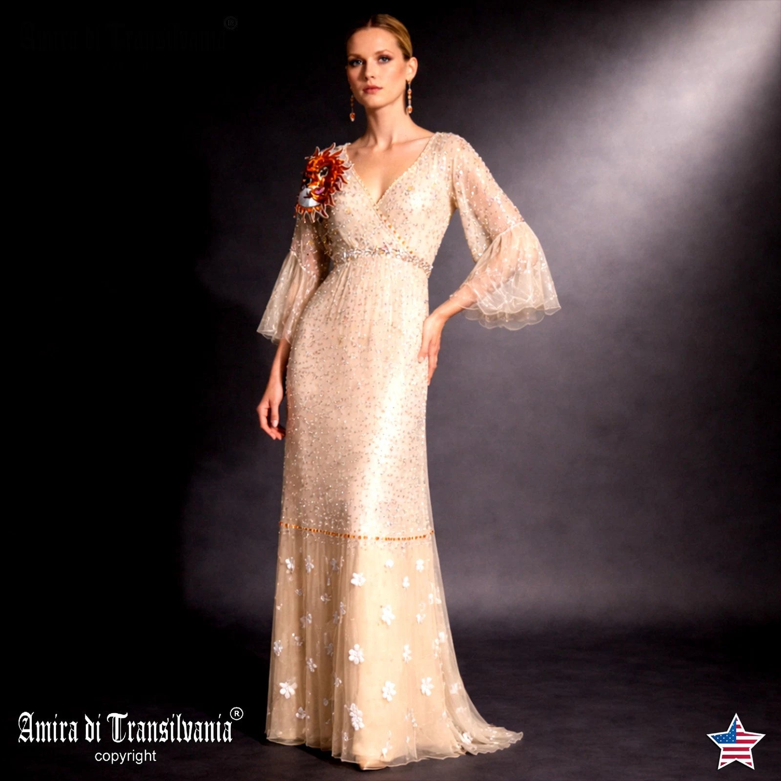Women Clothing Fashion Curvy Couture Long Dress Kimono Caftan Embroidered Sequin