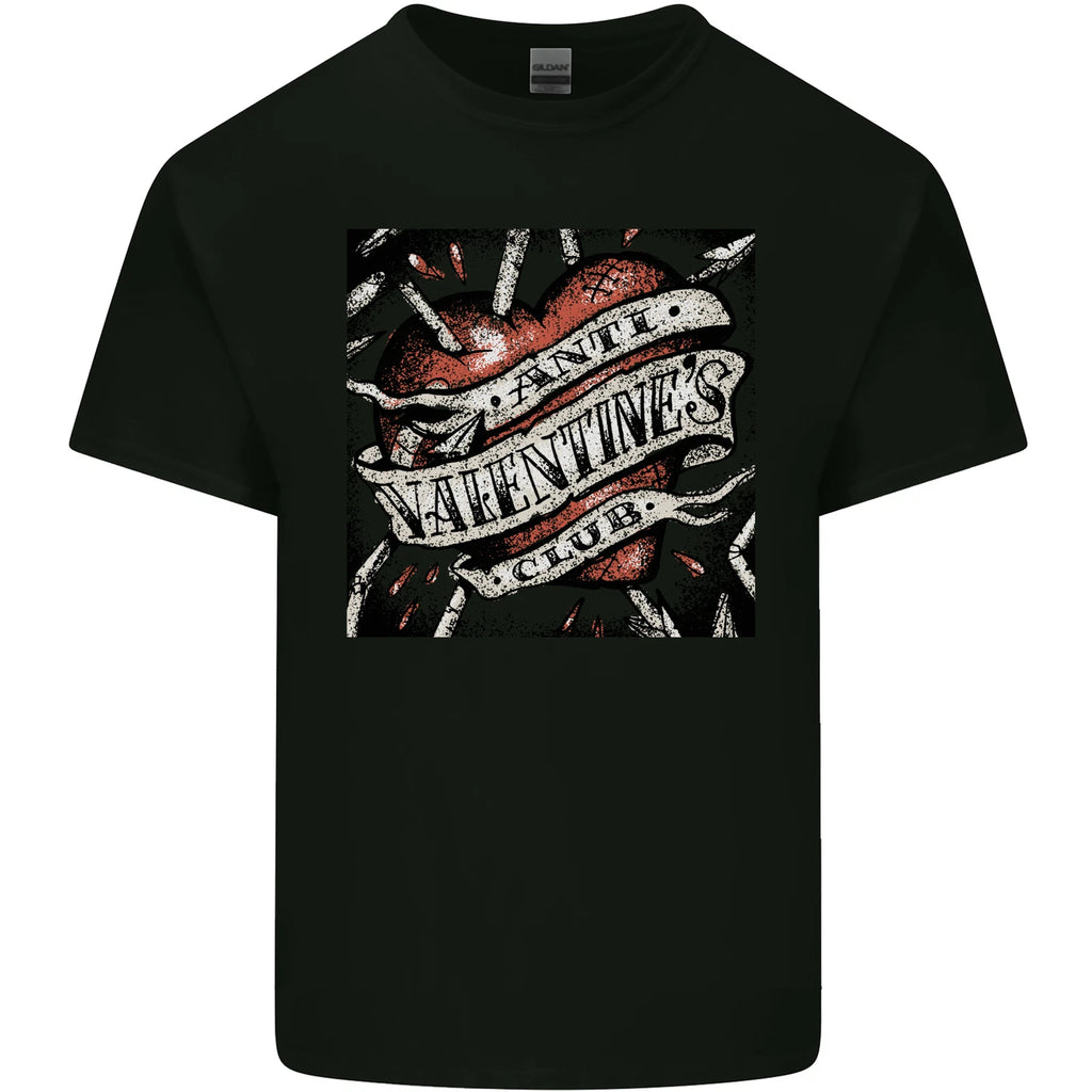 Anti Valentines Club Heart Singles Day Mens Cotton T-Shirt Tee Top