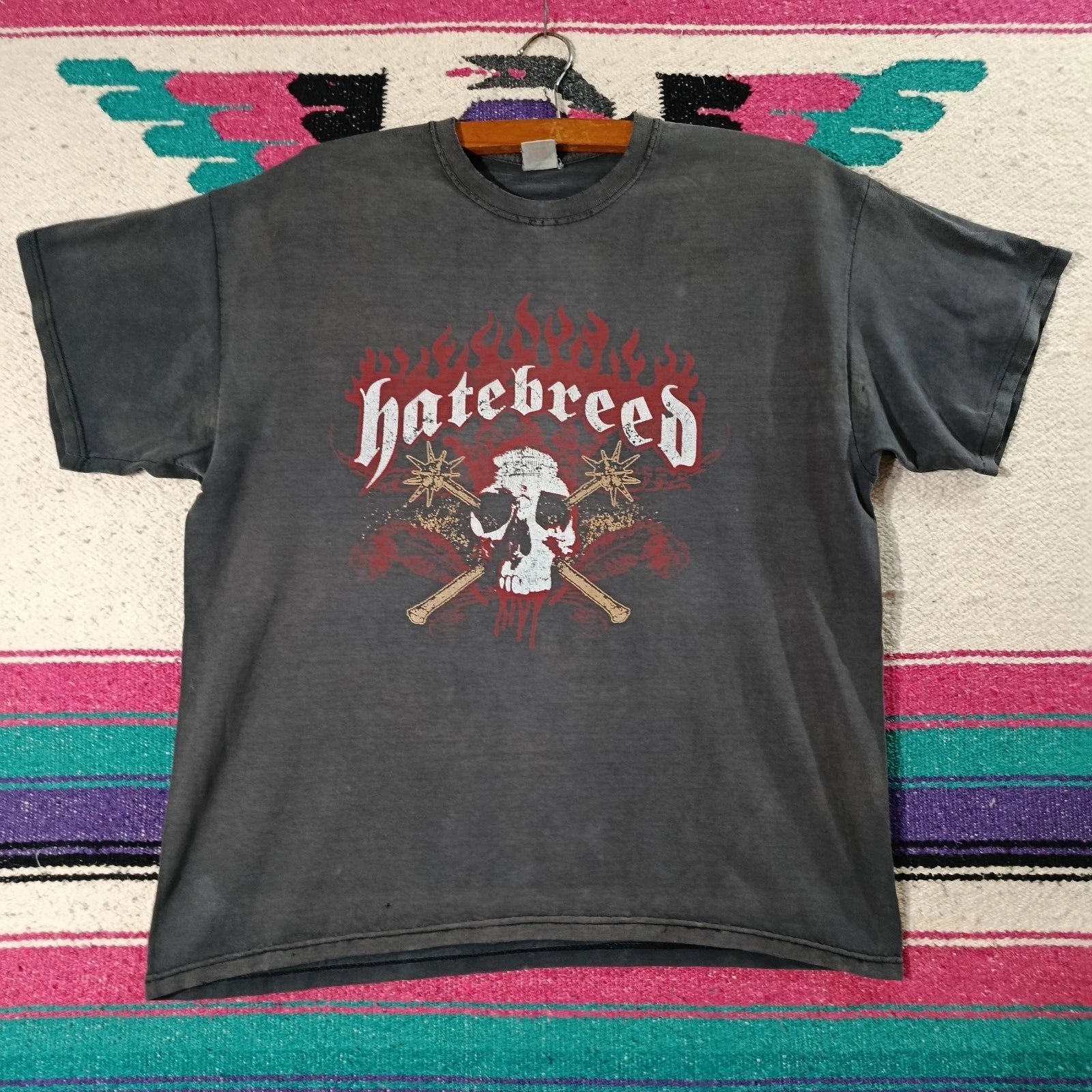 Vtg Hatebreed Band T-Shirt Skull Morning Star Graphic Metalcore Hardcore Punk XL