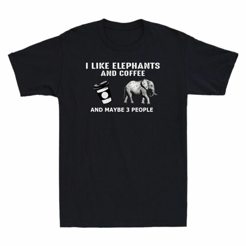 And 3 and Maybe Coffee T-Shirt People Cotton Like Retro Elephants Men's I Black