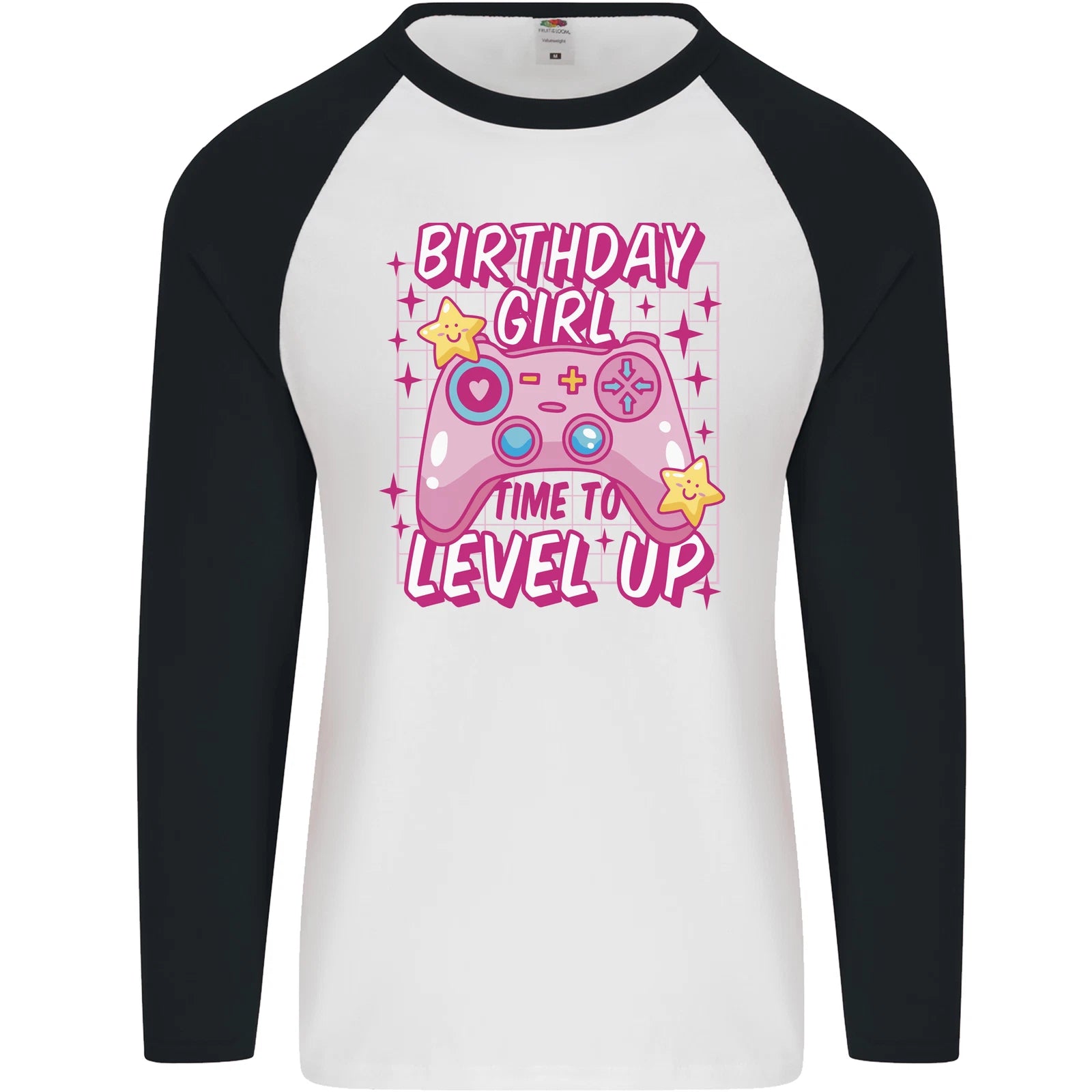 Birthday Girl Level Up Gaming Gamer 6th 7th 8th Mens L/S Baseball T-Shirt