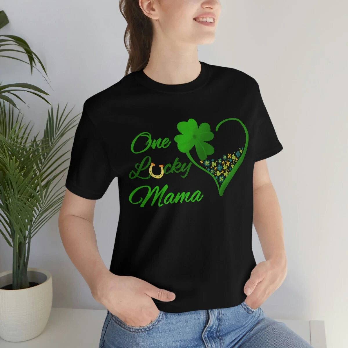 St. Patrick's Day One Lucky Mama Shirt, Four Leaf Clover Graphic T-shirt