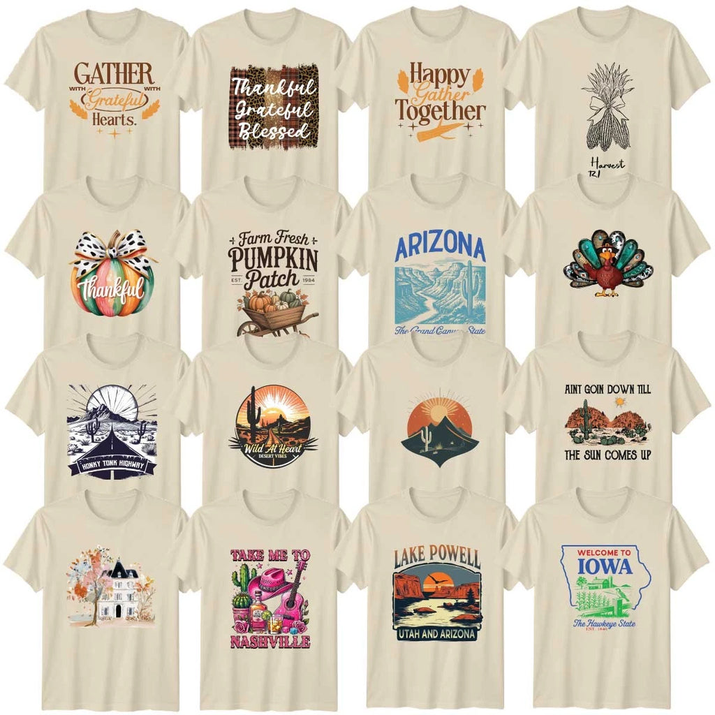 Retro Travel Western Adult T-Shirt Gratitude Thanksgiving Gift