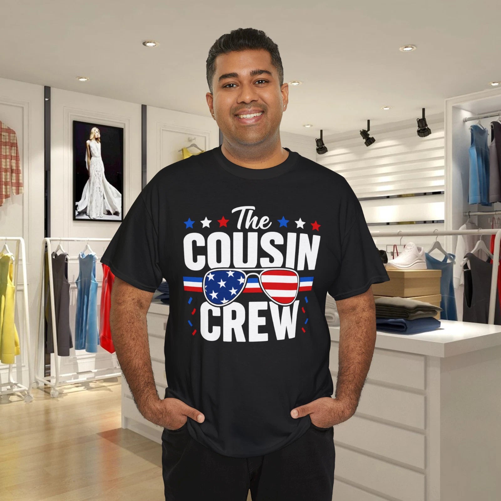 The Cousin Crew Patriotic American Flag Family Reunion T-Shirt