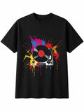 Vinyl Record Player Torn Splatter Art Mens T-Shirt Retro Y2K 90s Nostalgia Top